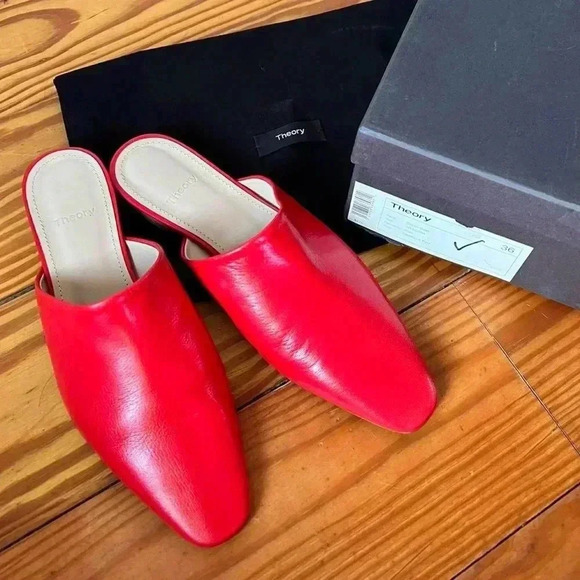 Theory Women’s Cidran Goat Slides in Cadmium Red size 36 - Picture 1 of 8